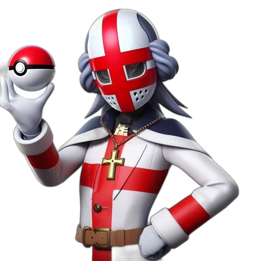 mask, robot, jacket, concept art, 3d render, red, individual, wearing transparent PNG cut-out