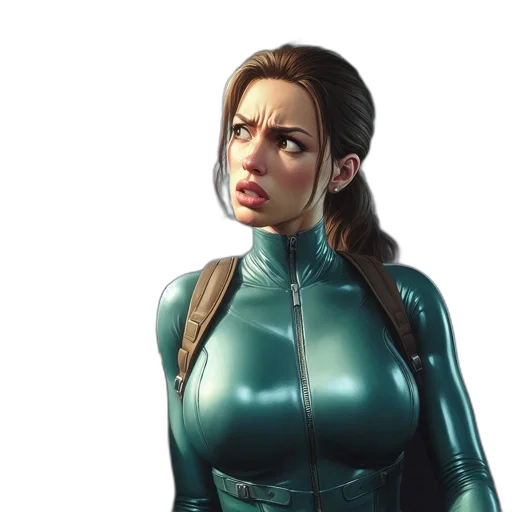 face, jacket, dress, concept art, 3d render, comic book art, photorealistic, green transparent PNG cut-out