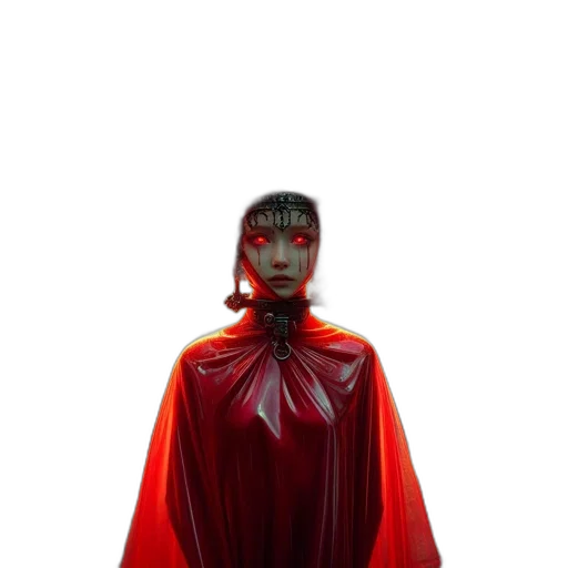 dress, mask, jacket, robot, 3d render, concept art, cyberpunk, comic book art transparent PNG cut-out