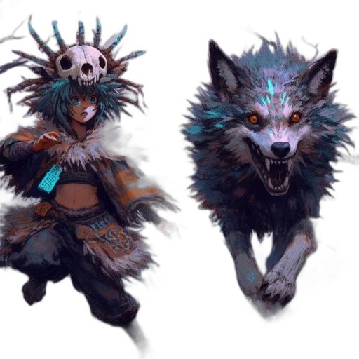 creature, mask, concept art, fantasy art, cyberpunk, comic book art, blue, dark transparent PNG cut-out
