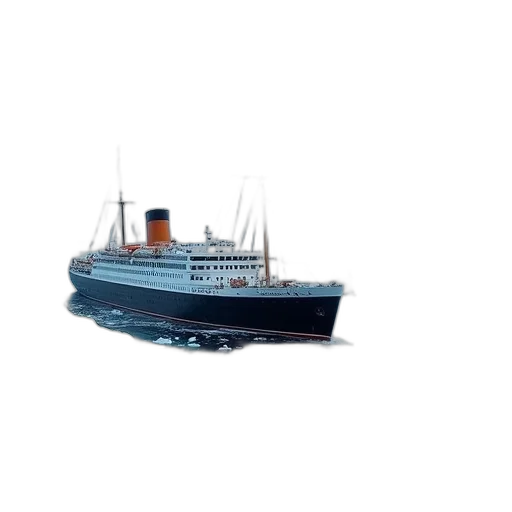 3d render, photorealistic, concept art, pixel art, passenger, ship, icebergs transparent PNG cut-out