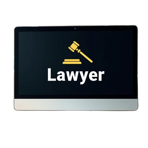 staff, computer, monitor, displaying, word, lawyer, gavel, icon transparent PNG cut-out
