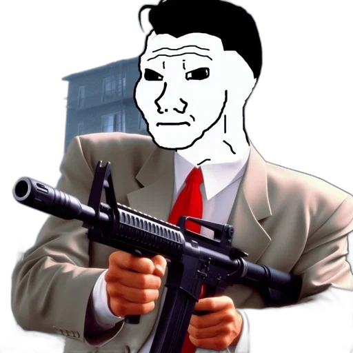weapon, staff, robot, face, cartoon, photorealistic, vaporwave, 3d render transparent PNG cut-out