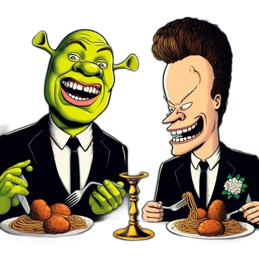 food, mask, concept art, cartoon, comic book art, two, cartoonish, characters transparent PNG cut-out