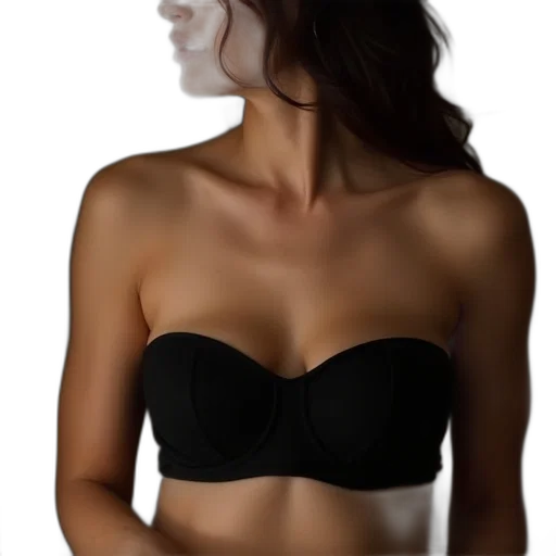 mask, face, photorealistic, woman, wearing, strapless, black, bra transparent PNG cut-out