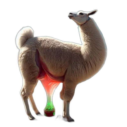 animal, creature, staff, food, concept art, 3d render, llama, stands transparent PNG cut-out