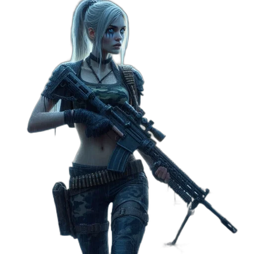 weapon, staff, concept art, cyberpunk, fantasy art, 3d render, blue, female transparent PNG cut-out