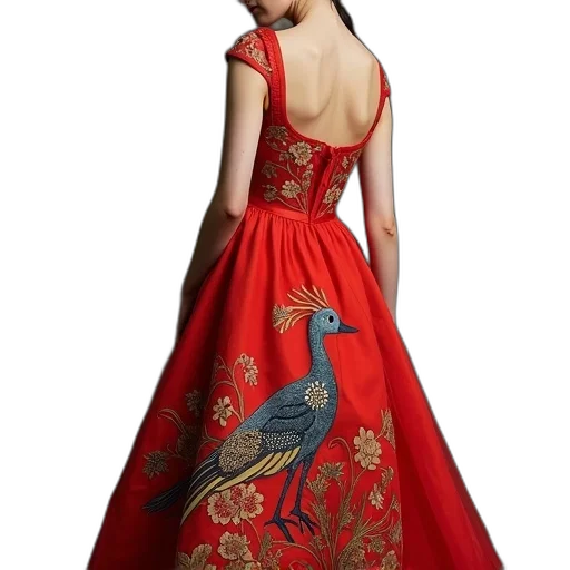 dress, photorealistic, fantasy art, concept art, oil painting, red, woman, wearing transparent PNG cut-out