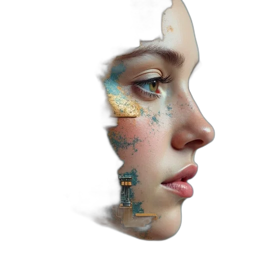 face, mask, jewelry, crown, photorealistic, fantasy art, 3d render, watercolor transparent PNG cut-out