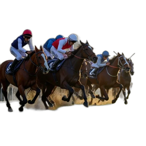 photorealistic, horses, jockeys, take transparent PNG cut-out
