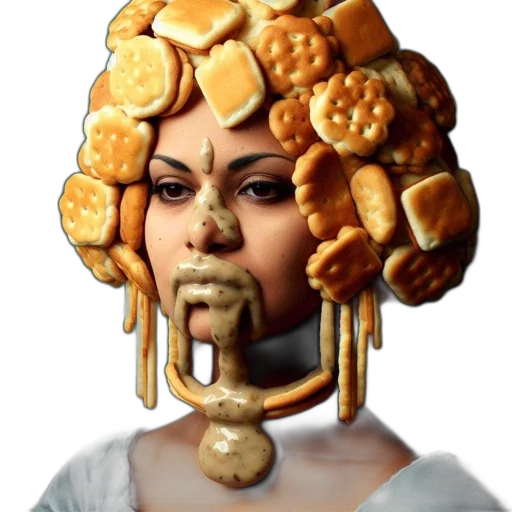 food, face, jewelry, crown, concept art, photorealistic, 3d render, fantasy art transparent PNG cut-out