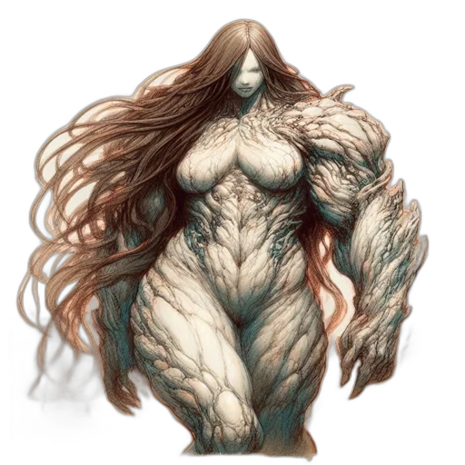 creature, hair, dress, animal, concept art, fantasy art, comic book art, pixel art transparent PNG cut-out