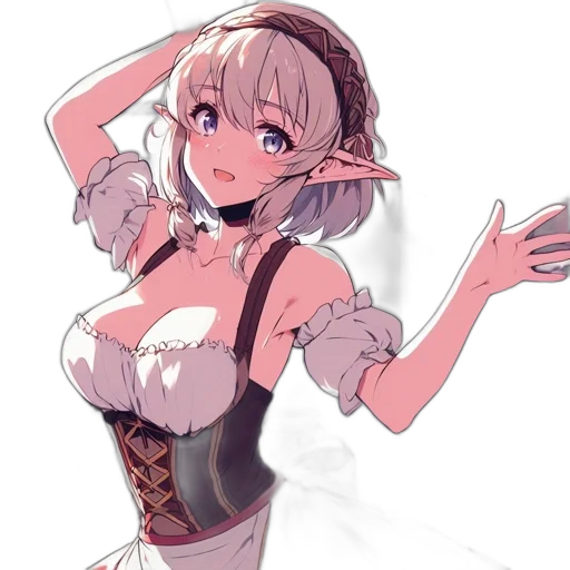 dress, staff, crown, weapon, anime, concept art, fantasy art, cartoon transparent PNG cut-out