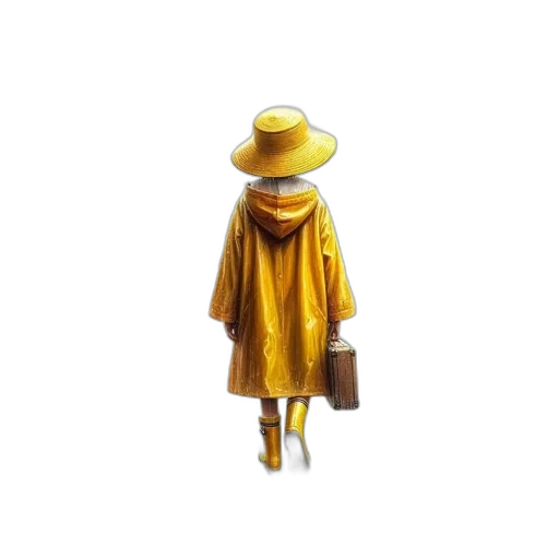 dress, hat, jacket, staff, 3d render, concept art, golden, earth tones transparent PNG cut-out