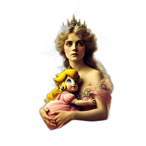crown, dress, jewelry, pixel art, photorealistic, concept art, 3d render, woman transparent PNG cut-out