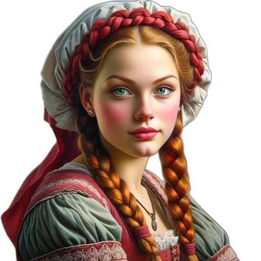 face, jewelry, hat, photorealistic, fantasy art, oil painting, 3d render, red transparent PNG cut-out