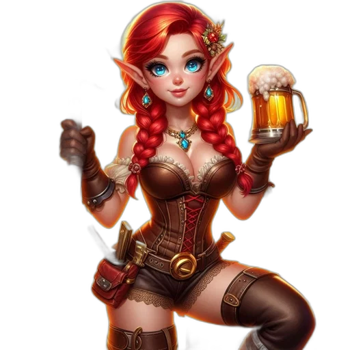 fantasy art, concept art, pixel art, comic book art, fantasy, woman, red, hair transparent PNG cut-out