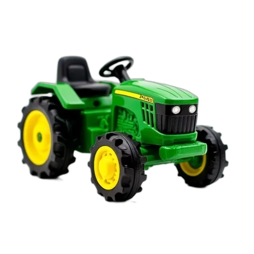 car, 3d render, photorealistic, green, toy, tractor, yellow, wheels transparent PNG cut-out