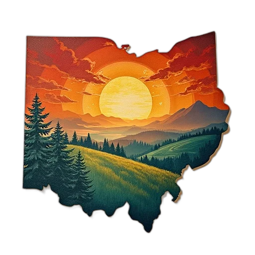 watercolor, concept art, sunset, red, iowa, physical, map transparent PNG cut-out