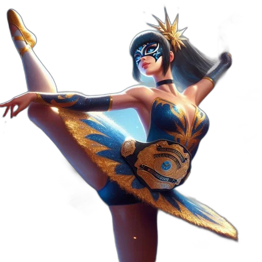 mask, concept art, fantasy art, comic book art, 3d render, blue, female, performer transparent PNG cut-out