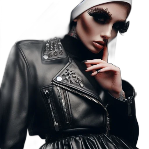 jacket, jewelry, dress, face, photorealistic, 3d render, cyberpunk, fantasy art transparent PNG cut-out