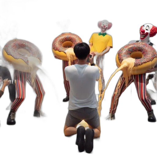furniture, concept art, 3d render, people, interact, giant, lifelike, donuts transparent PNG cut-out