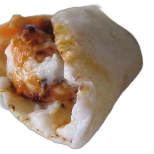 food, close-up, chicken, cheese, filled, burrito, white, paper transparent PNG cut-out