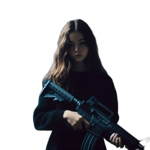 weapon, jacket, animal, dress, photorealistic, concept art, pixel art, cyberpunk transparent PNG cut-out