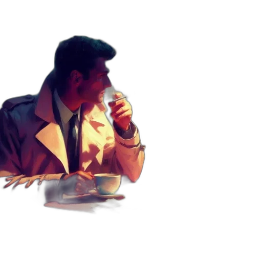 jacket, food, face, concept art, cyberpunk, comic book art, pixel art, neon lights transparent PNG cut-out