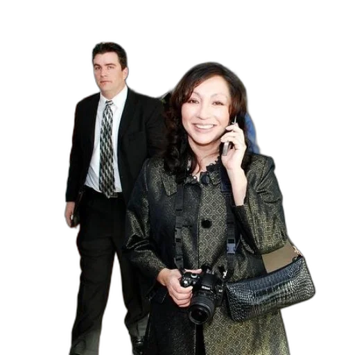 staff, jacket, weapon, photorealistic, city street, woman, black, gold transparent PNG cut-out