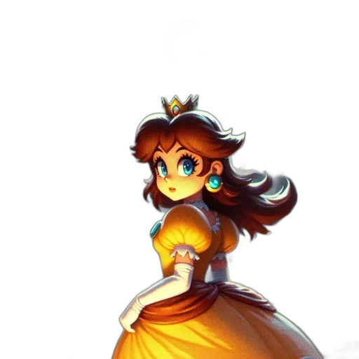 dress, crown, staff, concept art, pixel art, fantasy art, watercolor, golden transparent PNG cut-out
