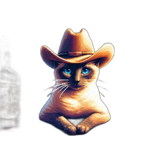 bottle, hat, animal, concept art, photorealistic, 3d render, pixel art, pixelated transparent PNG cut-out