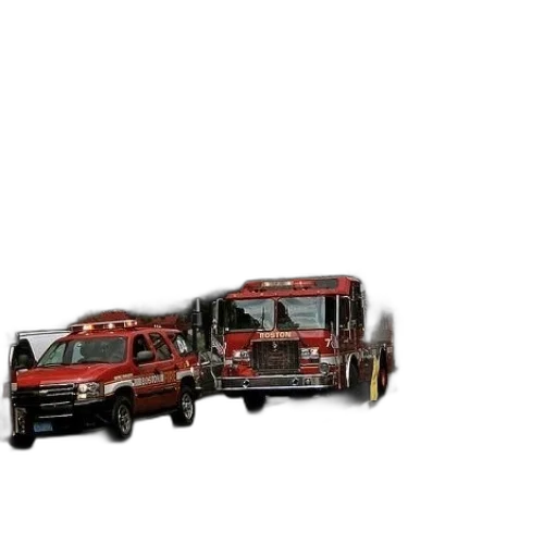 car, 3d render, concept art, photorealistic, fire, truck, word, boston transparent PNG cut-out