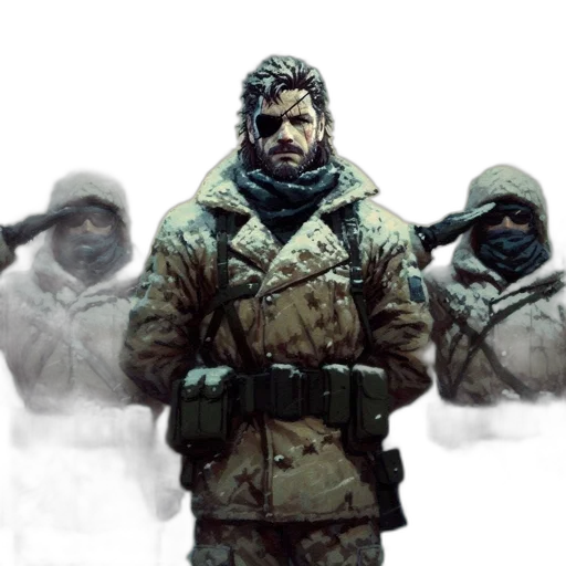 jacket, concept art, photorealistic, comic book art, pixel art, snow, fog, man transparent PNG cut-out