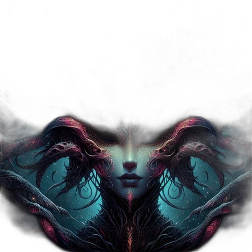 mask, face, creature, hair, fantasy art, concept art, photorealistic, comic book art transparent PNG cut-out