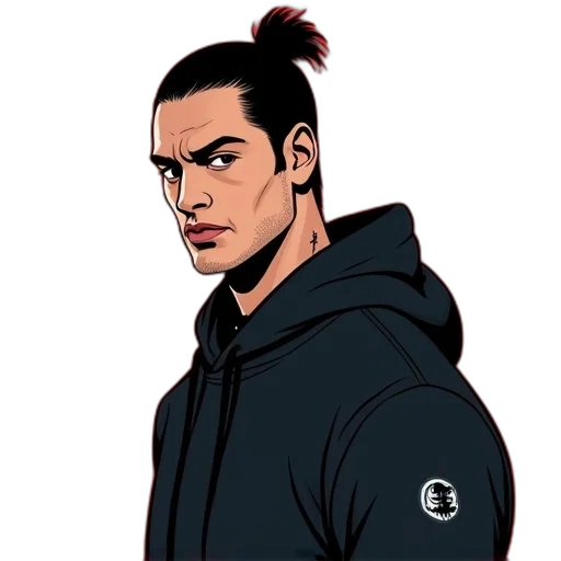 jacket, face, staff, hair, cartoon, anime, comic book art, concept art transparent PNG cut-out