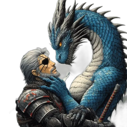 dragon, fantasy art, concept art, pixel art, comic book art, fire, elderly, man transparent PNG cut-out