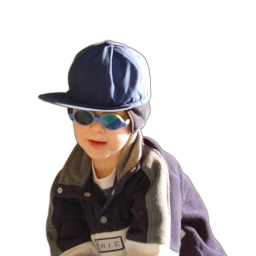 hat, jacket, 3d render, photorealistic, young, child, wearing, blue transparent PNG cut-out
