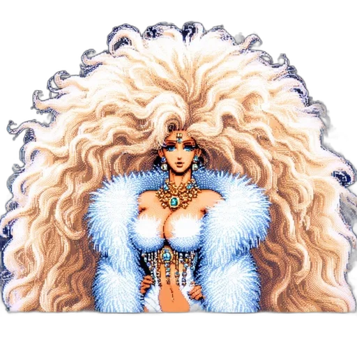 hair, dress, crown, jewelry, concept art, fantasy art, pixel art, comic book art transparent PNG cut-out