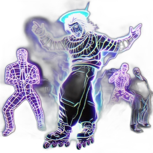 robot, jacket, creature, staff, concept art, vaporwave, cyberpunk, 3d render transparent PNG cut-out
