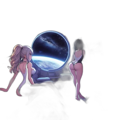 creature, hair, dress, concept art, fantasy art, anime, pixel art, outer space transparent PNG cut-out