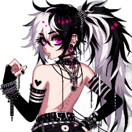 staff, jewelry, weapon, pixel art, cyberpunk, concept art, anime, monochrome transparent PNG cut-out