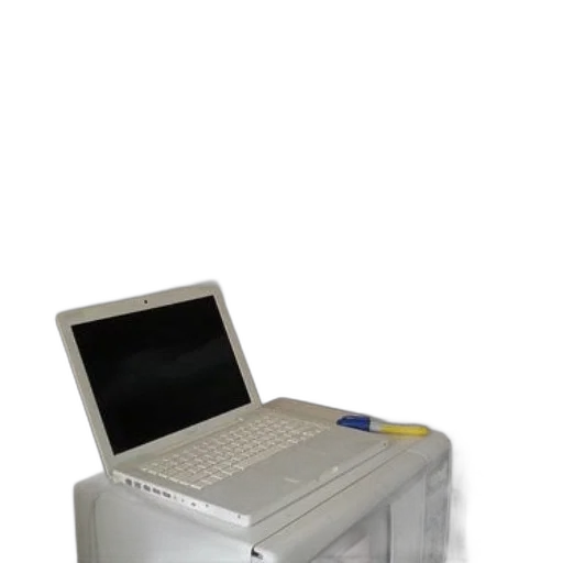 robot, furniture, white, laptop, placed, top, microwave, kitchen transparent PNG cut-out