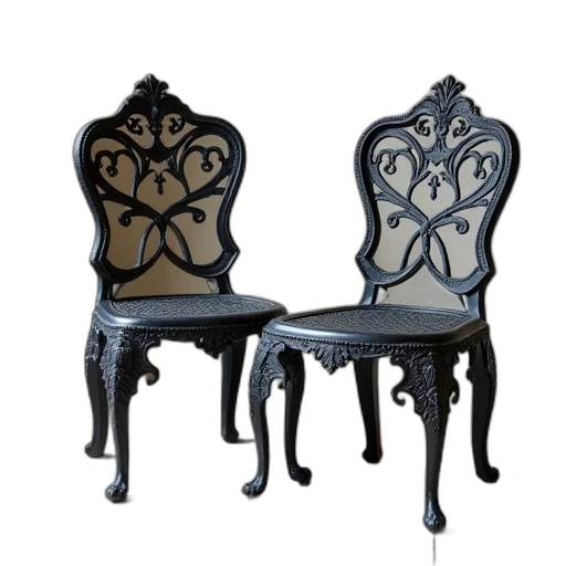 furniture, crown, 3d render, dark, monochrome, two, antique, cast transparent PNG cut-out