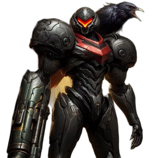 robot, weapon, concept art, fantasy art, pixel art, 3d render, armored, figure transparent PNG cut-out