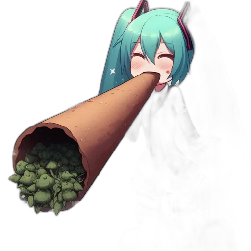 weapon, food, staff, creature, pixel art, anime, concept art, vaporwave transparent PNG cut-out