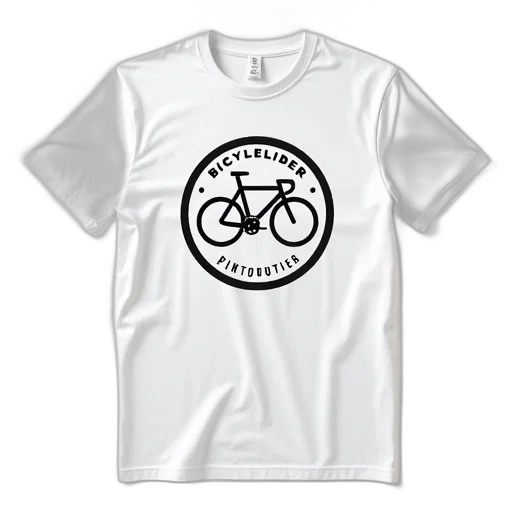 white, t-shirt, circular, logo, featuring, bicycle, text, bicyclerider transparent PNG cut-out