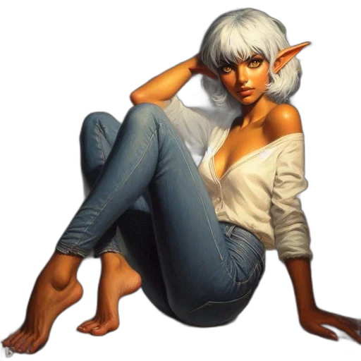 dragon, fantasy art, concept art, photorealistic, pixel art, earth tones, elfin-eared, woman transparent PNG cut-out