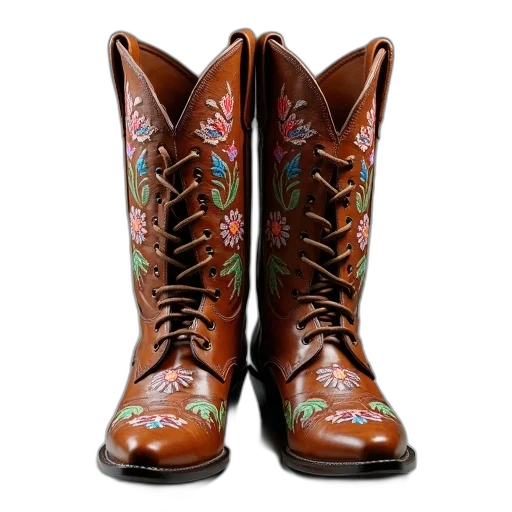 shoes, photorealistic, pair, brown, leather, boots, intricate, lacing transparent PNG cut-out