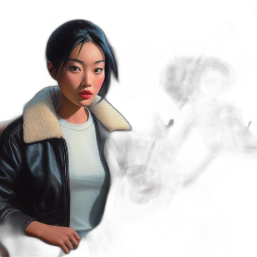 jacket, concept art, photorealistic, comic book art, oil painting, fire, fog, neon lights transparent PNG cut-out